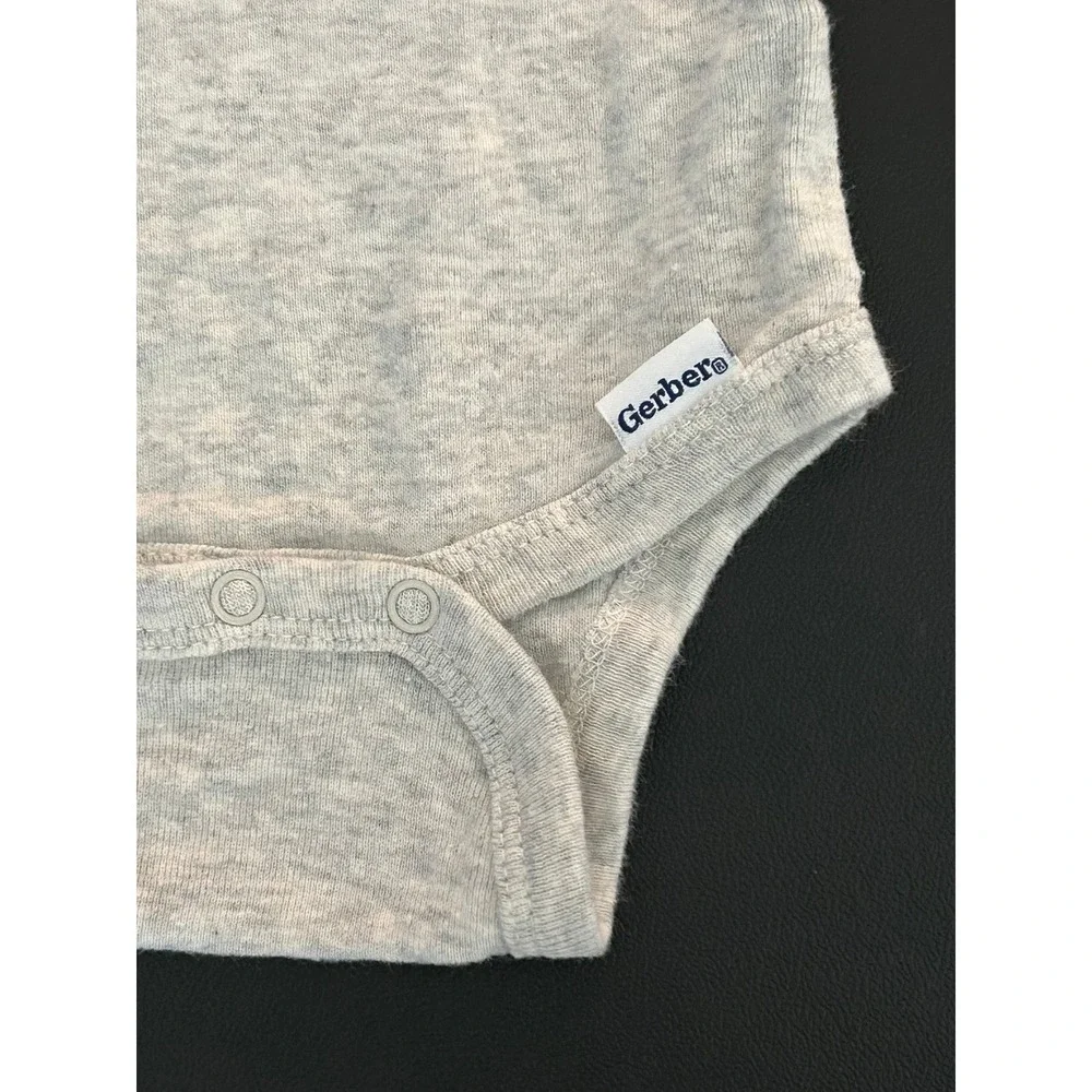 Gerber Baby Bodysuit Heather Gray Short Sleeve Cotton 3-6 Months 1346